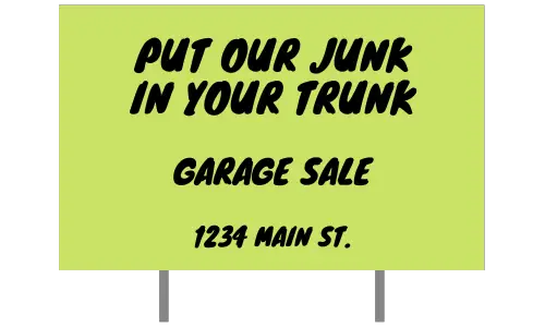 humorous garage sale sign