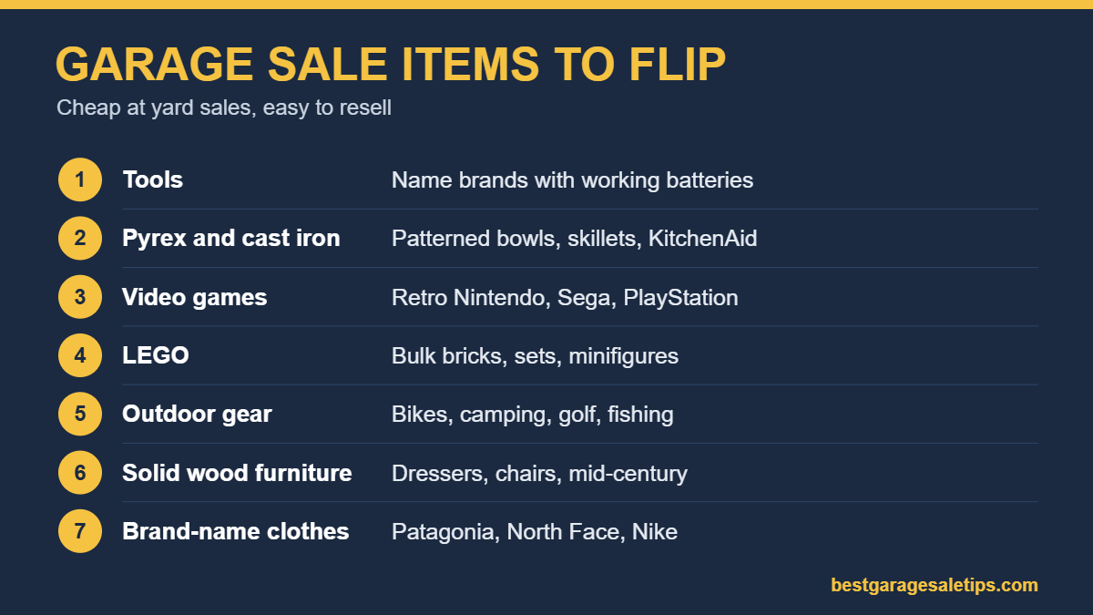 Chart of the best garage sale items to flip