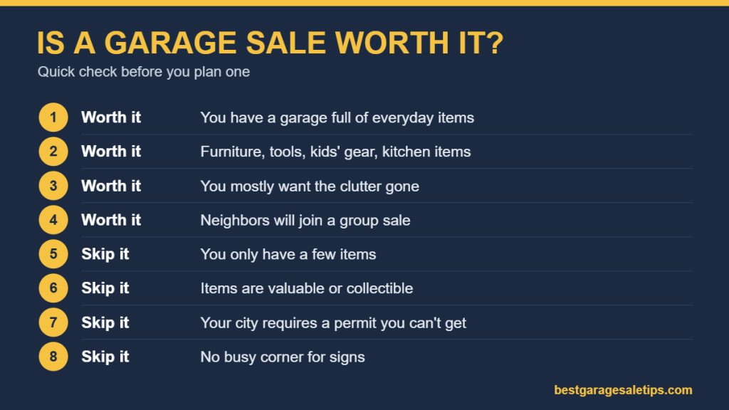 Chart: when a garage sale is worth it and when to skip it